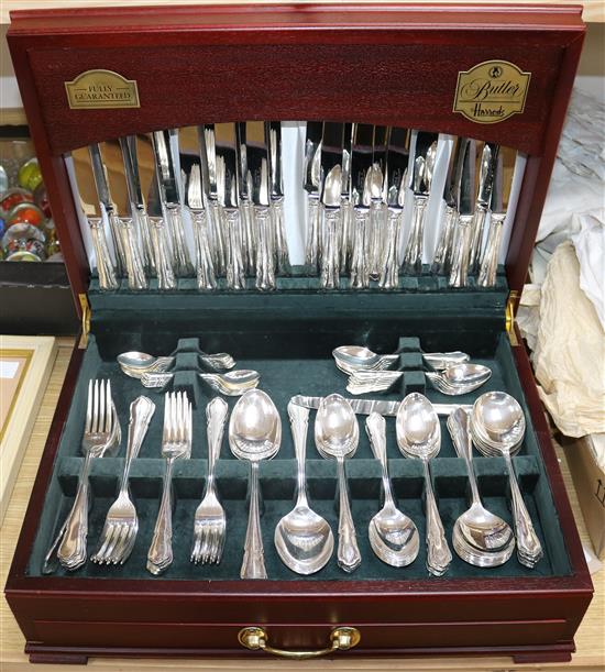 A Harrods canteen of Butler plated cutlery, setting for twelve